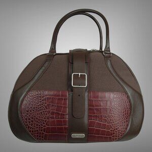 Samsonite Black Label Brown McQueen Women's Boarding Bag Leather Canvas